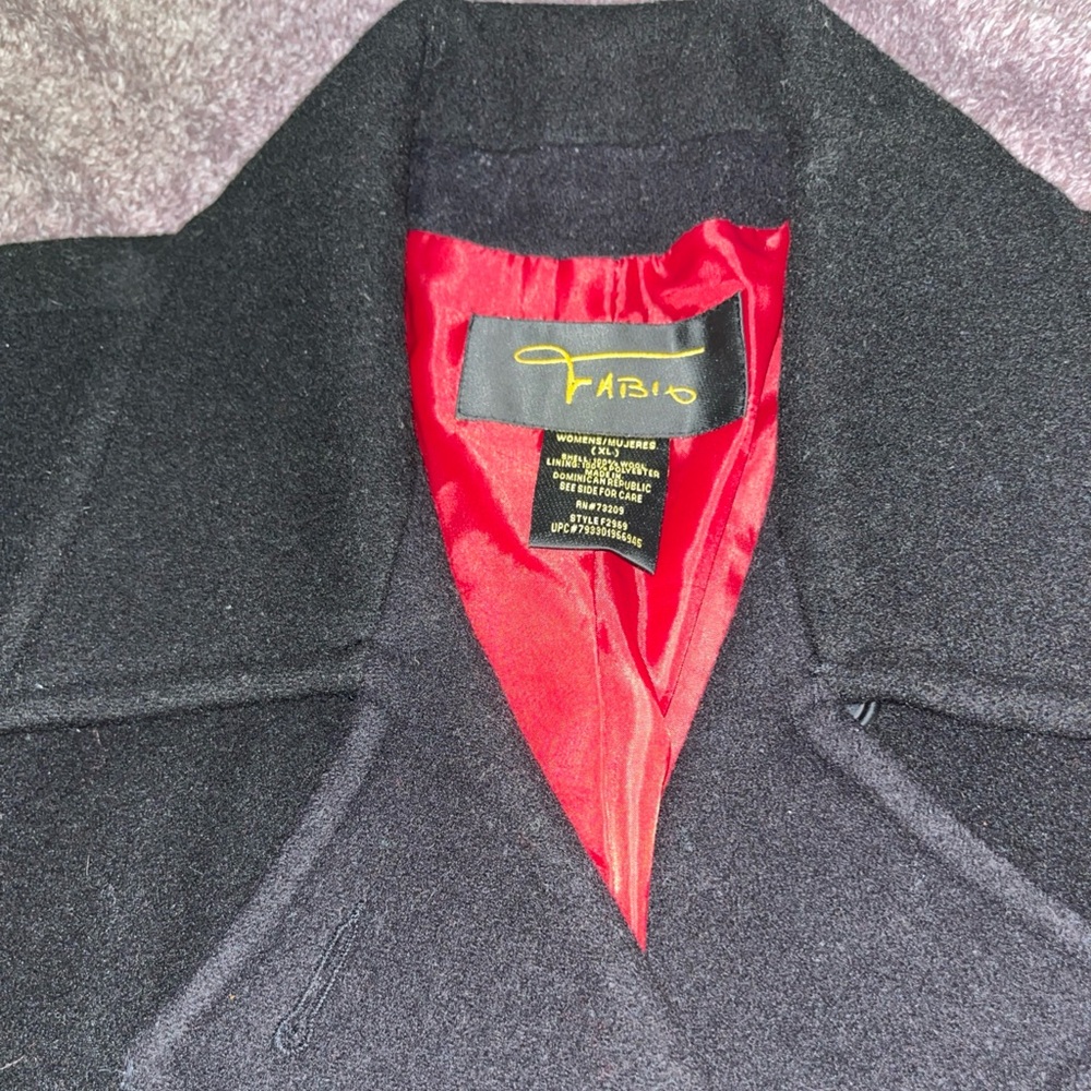 Fabio Black Coat with Red Lining